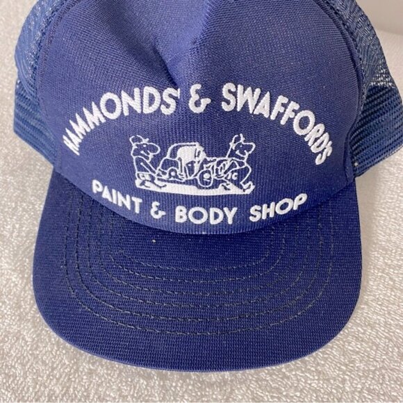 Vintage Blue Hammonds&Swaffords Paint&Body Shop Mesh Back Snap Back Trucker Hat - Picture 10 of 10